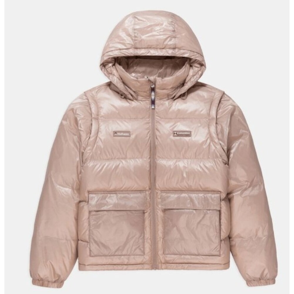 MADHAPPY Columbia Down Puffer Jacket Convertible vest Rose Gold Womens Medium